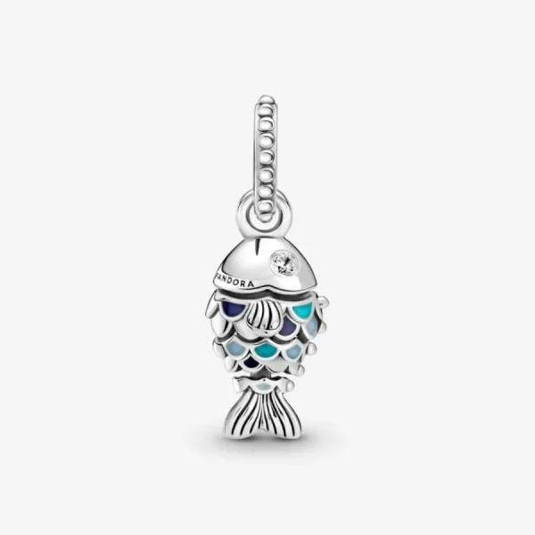 Anhänger*Pandora 799428C01 Charm-Anhänger Damen Fisch mit Blauen Schuppen Sterling-Silber