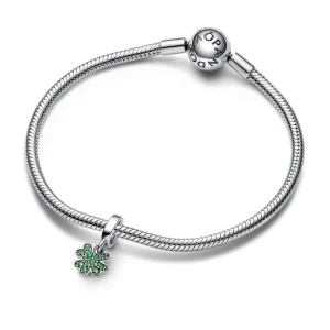 Anhänger*Pandora 792751C01 Charm-Anhänger Damen Vierblättriges Kleeblatt Grün Silber