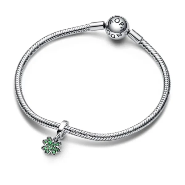 Anhänger*Pandora 792751C01 Charm-Anhänger Damen Vierblättriges Kleeblatt Grün Silber