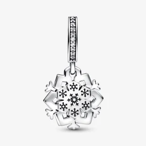 Anhänger*Pandora 792355C01 Charm-Anhänger Damen Doppelte Funkelnde Schneeflocke Silber