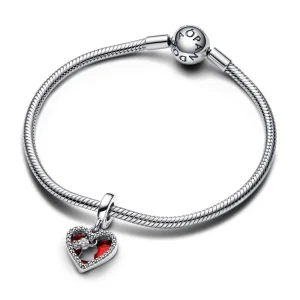 Anhänger*Pandora 793119C01 Charm-Anhänger Damen Rotes Herz & Schlüsselloch Doppelt Silber