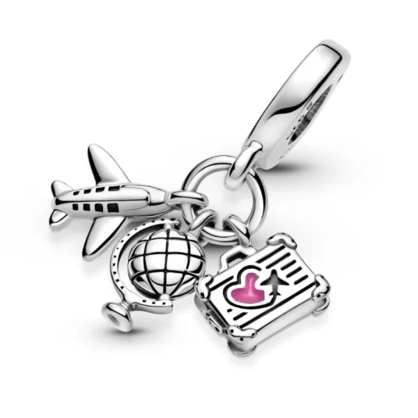 Anhänger*Pandora 799435C01 Charm-Anhänger Damen Flugzeug Globus Koffer Sterling-Silber