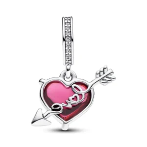 Anhänger*Pandora 793085C01 Charm-Anhänger Damen Rotes Herz & Pfeil Murano-Glas Silber