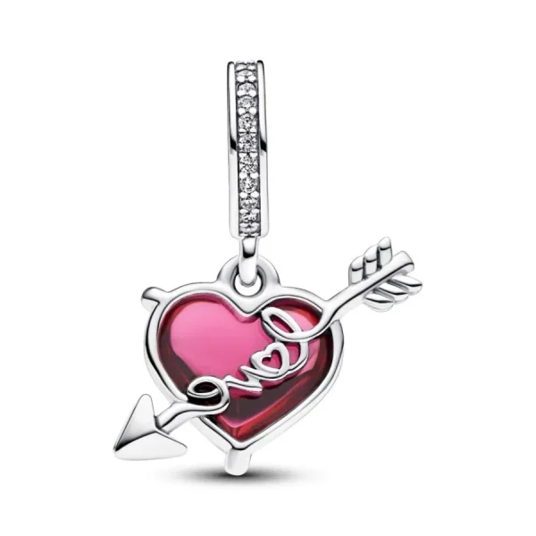 Anhänger*Pandora 793085C01 Charm-Anhänger Damen Rotes Herz & Pfeil Murano-Glas Silber