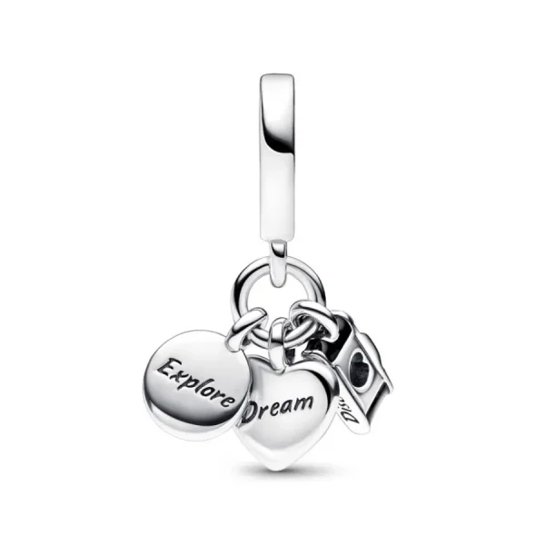 Anhänger*Pandora 792703C01 Charm-Anhänger Damen Kamera Herz & Kompass Sterling-Silber