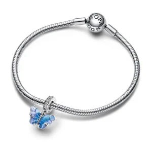 Anhänger*Pandora 792698C01 Charm-Anhänger Damen Blauer Murano-Glas Schmetterling Silber