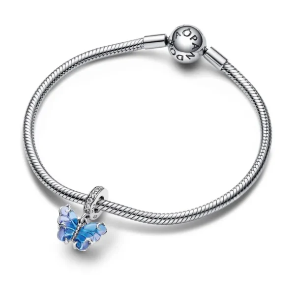 Anhänger*Pandora 792698C01 Charm-Anhänger Damen Blauer Murano-Glas Schmetterling Silber