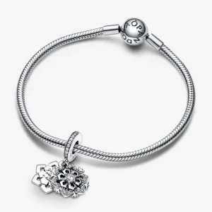 Anhänger*Pandora 792355C01 Charm-Anhänger Damen Doppelte Funkelnde Schneeflocke Silber