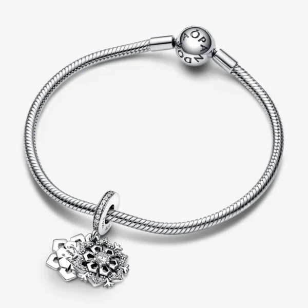 Anhänger*Pandora 792355C01 Charm-Anhänger Damen Doppelte Funkelnde Schneeflocke Silber
