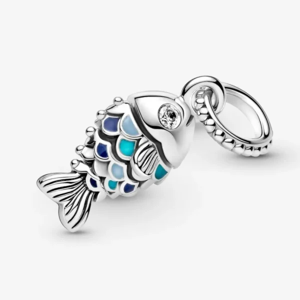 Anhänger*Pandora 799428C01 Charm-Anhänger Damen Fisch mit Blauen Schuppen Sterling-Silber