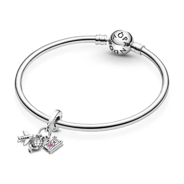 Anhänger*Pandora 799435C01 Charm-Anhänger Damen Flugzeug Globus Koffer Sterling-Silber