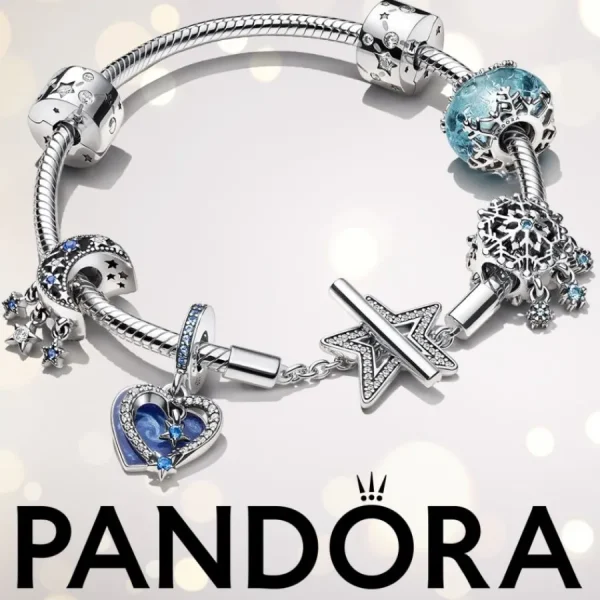 Anhänger*Pandora 792355C01 Charm-Anhänger Damen Doppelte Funkelnde Schneeflocke Silber