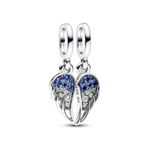 Anhänger*Pandora 792821C01 Charm-Anhänger Funkelnde Teilbarere Engelsflügel Blau Silber