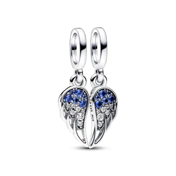 Anhänger*Pandora 792821C01 Charm-Anhänger Funkelnde Teilbarere Engelsflügel Blau Silber