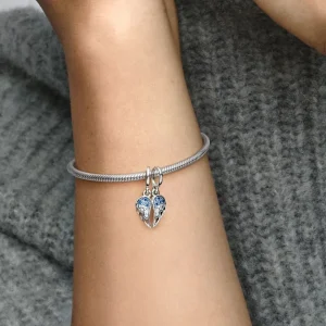 Anhänger*Pandora 792821C01 Charm-Anhänger Funkelnde Teilbarere Engelsflügel Blau Silber