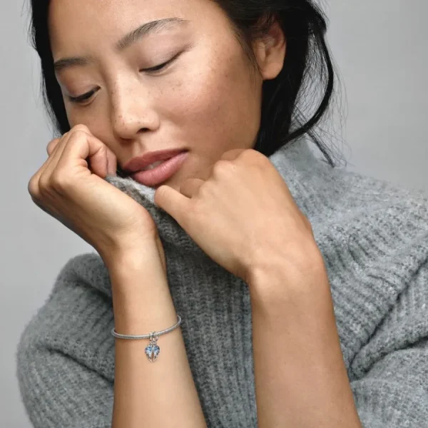 Anhänger*Pandora 792821C01 Charm-Anhänger Funkelnde Teilbarere Engelsflügel Blau Silber