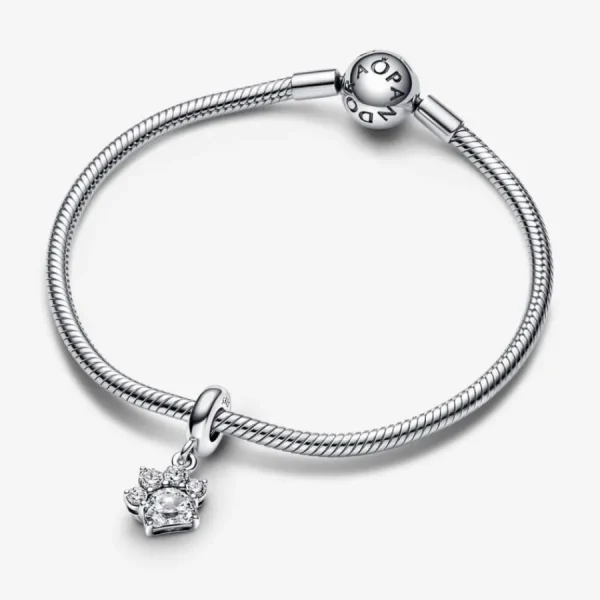 Anhänger*Pandora 792247C01 Charm-Anhänger Funkelnde Pfotenabdurck Herz Sterling-Silber