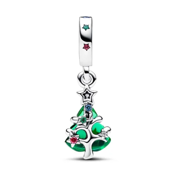 Anhänger*Pandora 792983C01 Charm-Anhänger Funkelnder Weihnachtsbaum Kristall Grün Silber