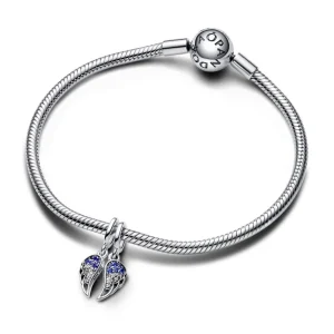 Anhänger*Pandora 792821C01 Charm-Anhänger Funkelnde Teilbarere Engelsflügel Blau Silber