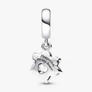 Anhänger*Pandora 792247C01 Charm-Anhänger Funkelnde Pfotenabdurck Herz Sterling-Silber