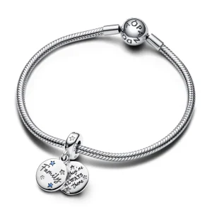 Anhänger*Pandora 792987C01 Charm-Anhänger Geliebte Familie Zirkon Blaue Kristalle Silber