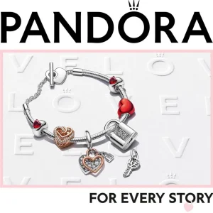 Anhänger*Pandora 780087C01 Charm-Anhänger Herzschloss Doppelter Silber 14k Rosé Vergoldet