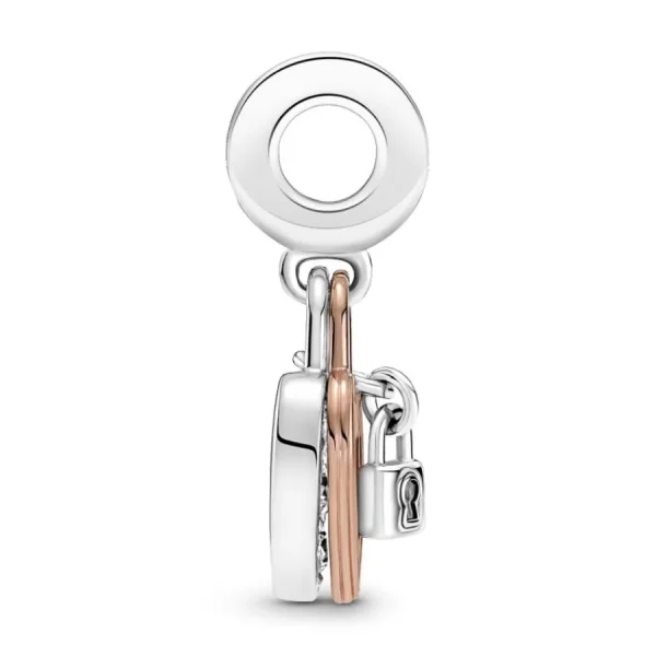 Anhänger*Pandora 780087C01 Charm-Anhänger Herzschloss Doppelter Silber 14k Rosé Vergoldet