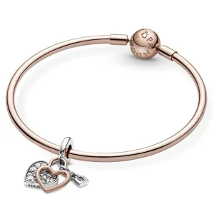Anhänger*Pandora 780087C01 Charm-Anhänger Herzschloss Doppelter Silber 14k Rosé Vergoldet
