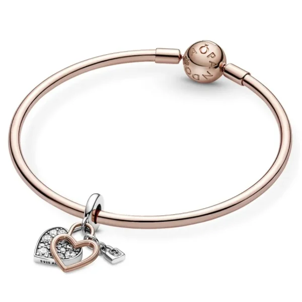Anhänger*Pandora 780087C01 Charm-Anhänger Herzschloss Doppelter Silber 14k Rosé Vergoldet