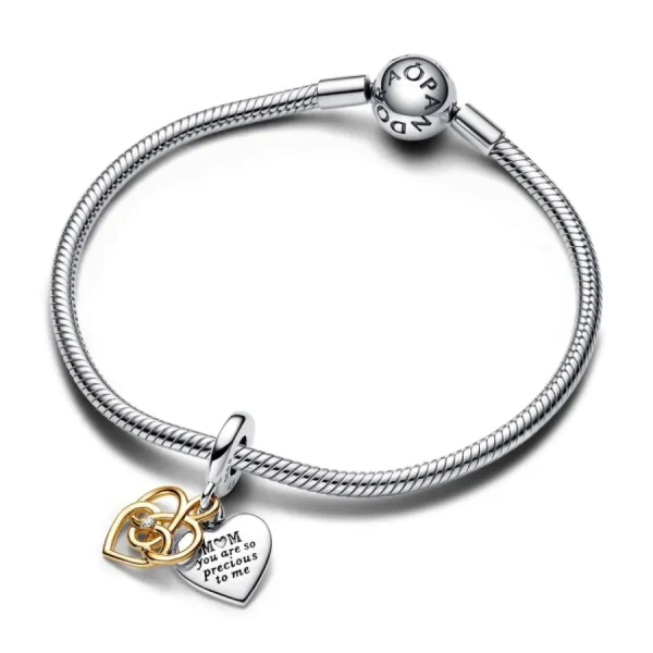 Anhänger*Pandora 763237C01 Charm-Anhänger Mama Diamant Gravierbar Silber Gold