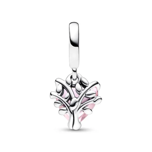 Anhänger*Pandora 792654C01 Charm-Anhänger Rosafarbener Kristall Stammbaum & Herz Silber