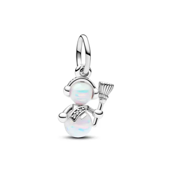 Anhänger*Pandora 792981C01 Charm-Anhänger Schillernder Schneemann Opal Zirkon Weiß Silber