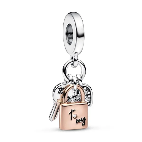 Anhänger*Pandora 782506C01 Charm-Anhänger Schlüssel Vorhängeschloss Herz Silber 14k Rosé
