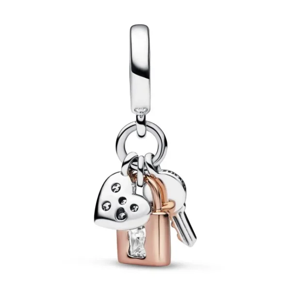 Anhänger*Pandora 782506C01 Charm-Anhänger Schlüssel Vorhängeschloss Herz Silber 14k Rosé