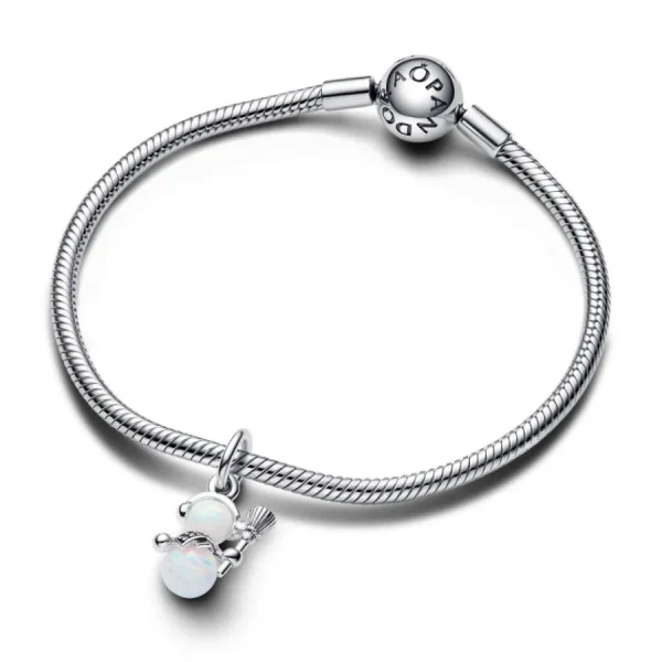 Anhänger*Pandora 792981C01 Charm-Anhänger Schillernder Schneemann Opal Zirkon Weiß Silber