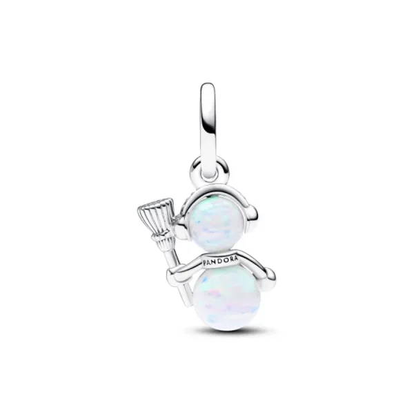 Anhänger*Pandora 792981C01 Charm-Anhänger Schillernder Schneemann Opal Zirkon Weiß Silber