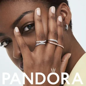 Anhänger*Pandora 782287C01 Charm-Anhänger Signature Bicolor Logo Kreise Silber 14k Rosé