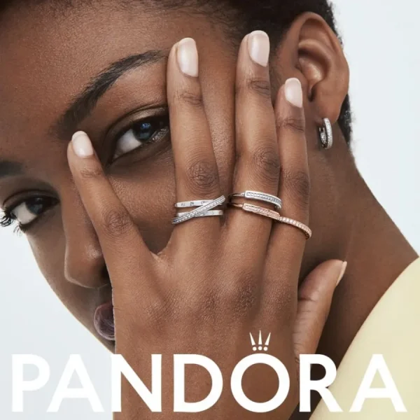 Anhänger*Pandora 782287C01 Charm-Anhänger Signature Bicolor Logo Kreise Silber 14k Rosé