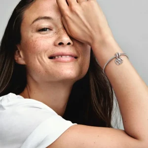 Anhänger*Pandora 799538C01 Charm-Anhänger Verbundene Schwester Teilbare Herzen Silber