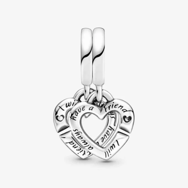 Anhänger*Pandora 799538C01 Charm-Anhänger Verbundene Schwester Teilbare Herzen Silber
