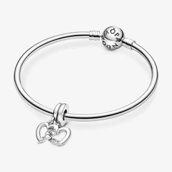 Anhänger*Pandora 799538C01 Charm-Anhänger Verbundene Schwester Teilbare Herzen Silber