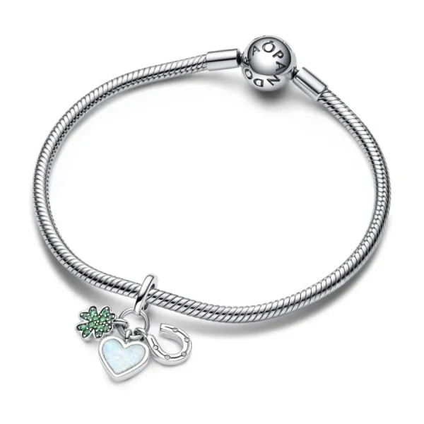 Anhänger*Pandora 792755C01 Charm-Anhänger Vierblättriges Kleeblatt Herz Hufeisen Silber