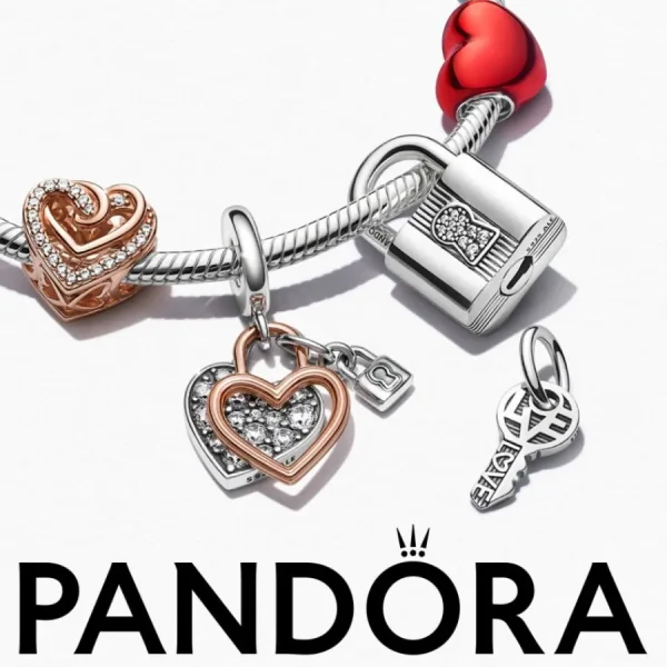 Anhänger*Pandora 790088C01 Charm-Anhänger Vorhängeschloss und Schlüssel Sterling-Silber