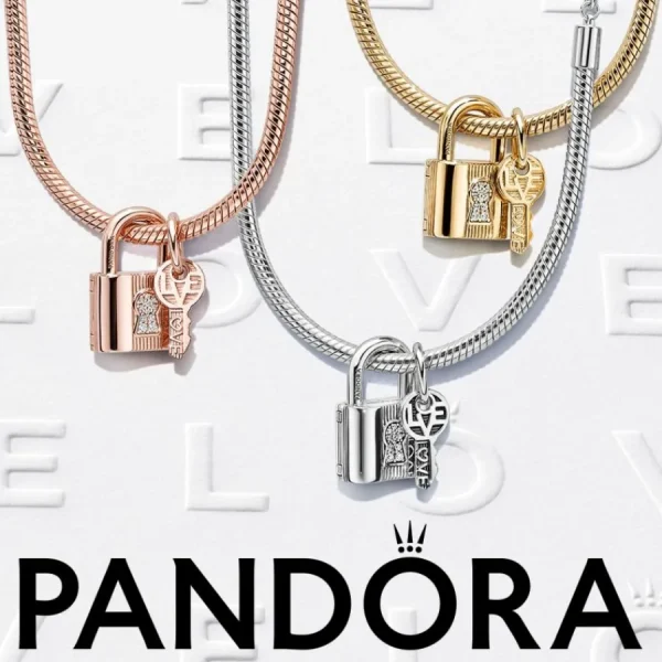 Anhänger*Pandora 790088C01 Charm-Anhänger Vorhängeschloss und Schlüssel Sterling-Silber