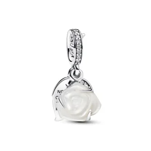 Anhänger*Pandora 793200C01 Charm-Anhänger Weiße Blühende Rose Zirkonia Silber