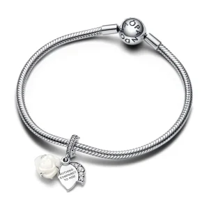 Anhänger*Pandora 793200C01 Charm-Anhänger Weiße Blühende Rose Zirkonia Silber