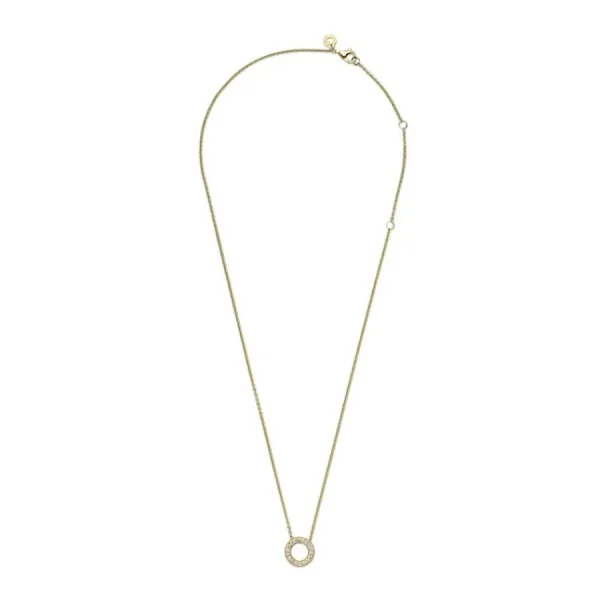 Halsketten*Pandora 367436C01 Halskette Anhänger Damen Logo Pavé-Kreis 14k Gold Plattiert