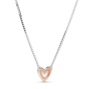 Halsketten*Pandora 380089C01 Halskette Anhänger Funkelndes Freihand-Herz Silber 14k Rosé