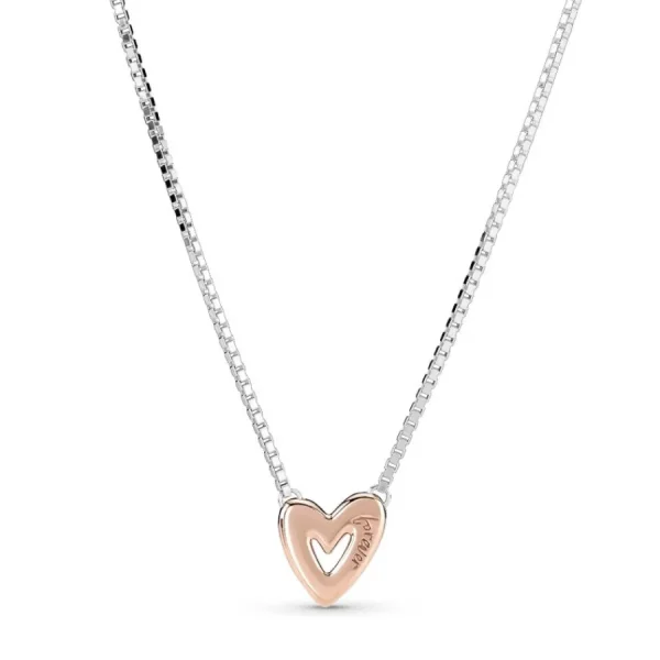 Halsketten*Pandora 380089C01 Halskette Anhänger Funkelndes Freihand-Herz Silber 14k Rosé