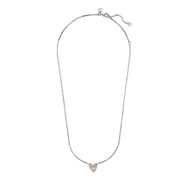 Halsketten*Pandora 380089C01 Halskette Anhänger Funkelndes Freihand-Herz Silber 14k Rosé